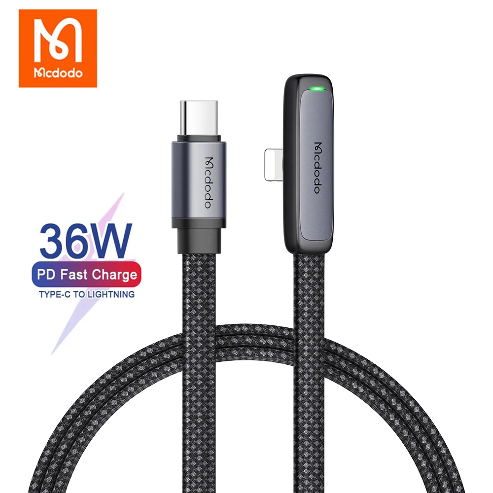 

Mcdodo 36W USB C to Lightning Cable Type C iOS Elbow Fast Chargr Cord for iPhone 14 13 12 11 Pro Max Phone Charge Data Sync Line