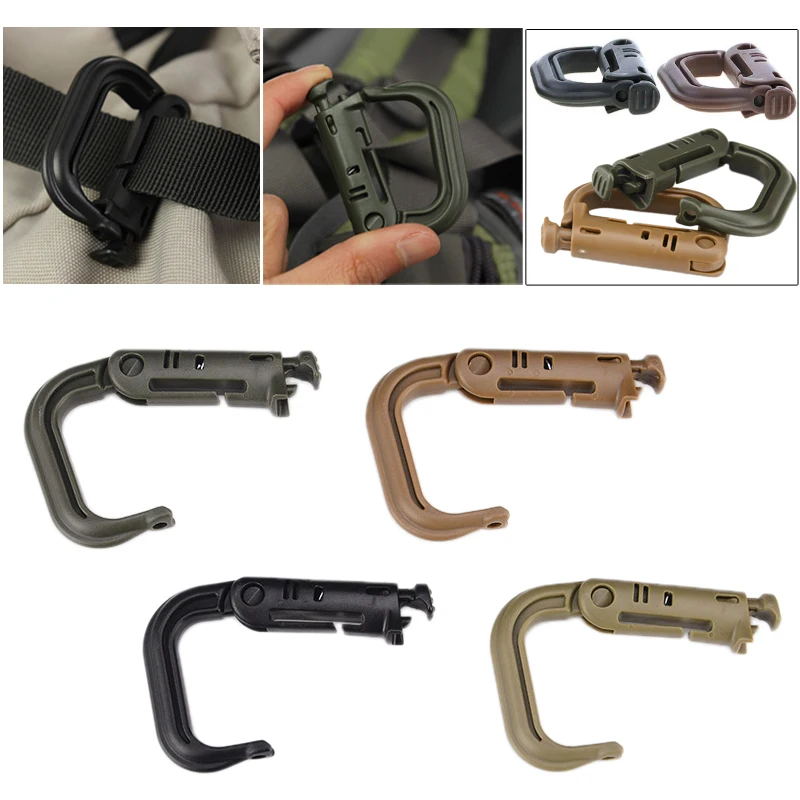 

Camp Hike Mountain climb Outdoor Molle Webbing Backpack Buckle Attach Plasctic Shackle Carabiner D-ring Clip Snap Lock