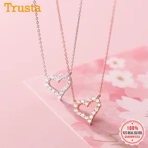 Женское колье-чокер с кубическим цирконием trustdave, ювелирное изделие из серебра 925 пробы с романтическим сердцем для свадебной вечеринки DS1016