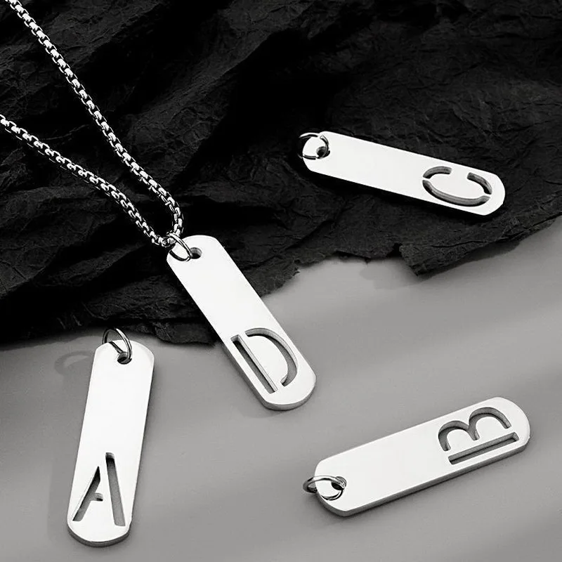 

New Trendy Hollow Initial Letter Alphabet Pendant Necklace Stainless Steel Chain Necklace For Men Women Tag Jewelry Wholesale