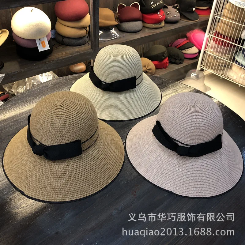 

2022The new spring and summer Novel straw hat woman contracted bowknot is prevented bask in basin hat shading dome straw hats in