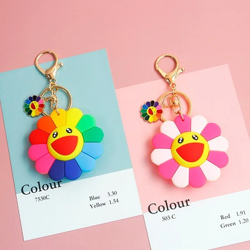 

2022 Cute Sweet Sunflower Airpods Accessories Resin Rubber Keychain For Women Trinket Key Chains Ring Car Bag Pendent Charm