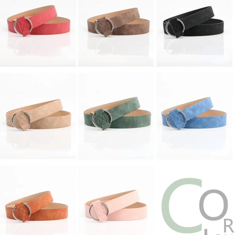 

Women Pu Leather Belt Fashion Metal Buckle Waistband Dress Jeans Decoration Without Pin Strap All-match Lady Adjustable Belts