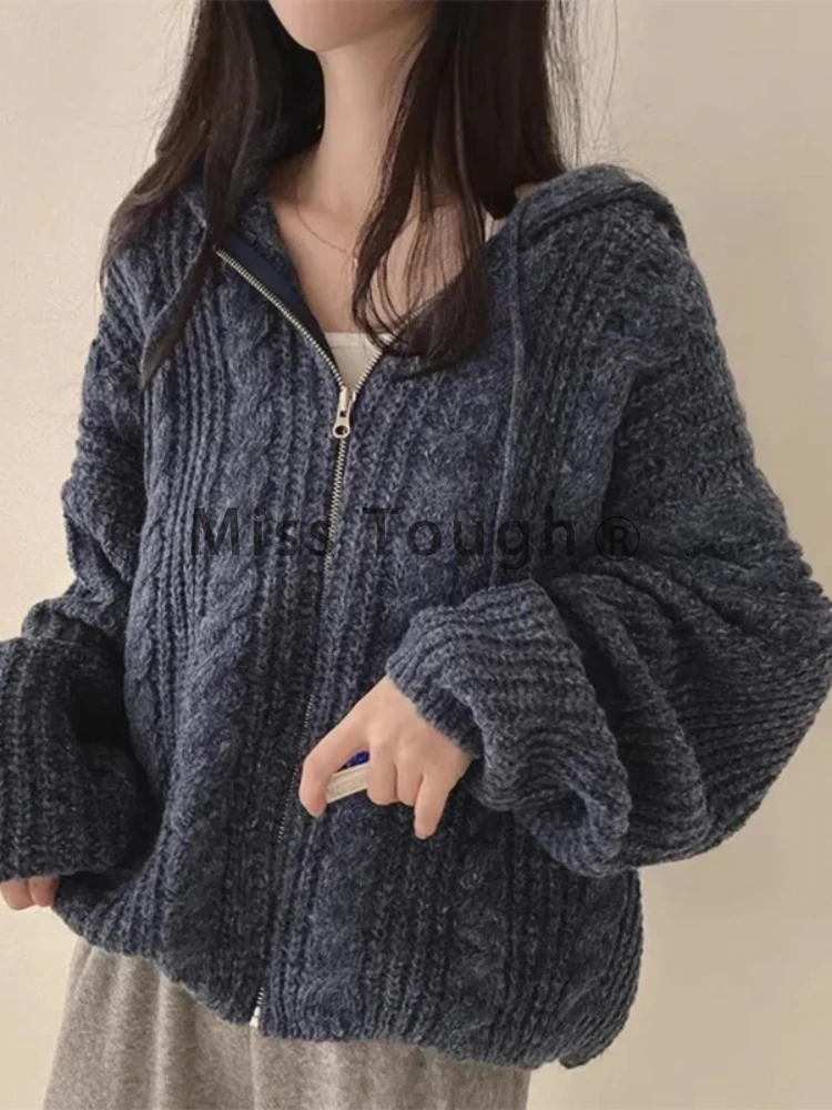 Зимний корейский модный повседневный вязаный свитер женский ретро-узор с