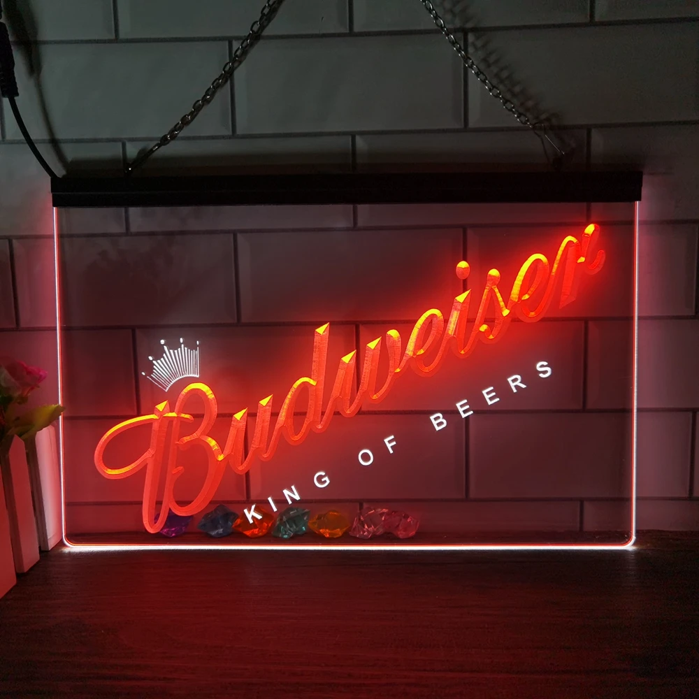 

Budweiser Beer Bar Pub Club 2 Color Display LED Neon Sign Home Decor New Year Wall Wedding Bedroom
