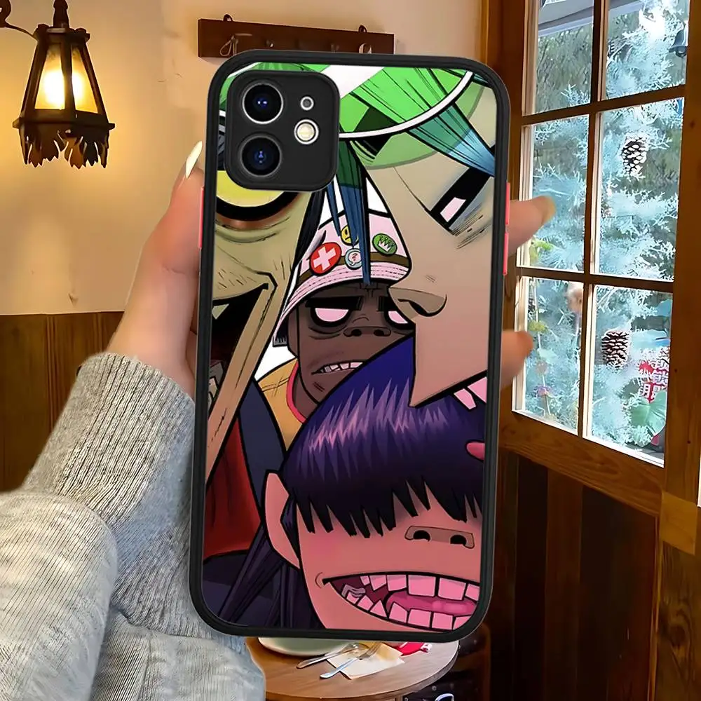 Фото Чехол для телефона Band G-Gorillaz-z для iPhone 16e 16 15 14 13 12 11 Pro Max X XS Max Plus, матовый прозрачный. №4