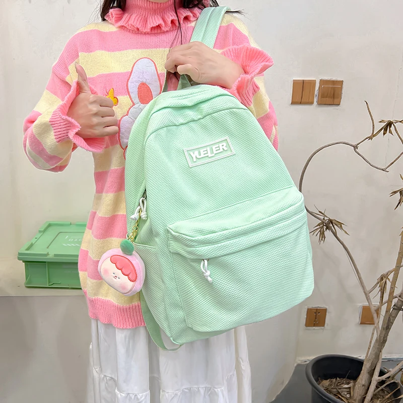 

Newest Solid Color Casual Shoulders Backpack Women Nylon Girls Backpack Book Bagpack Schoolbag Kawaii Bolsa Mochila Travel Bags
