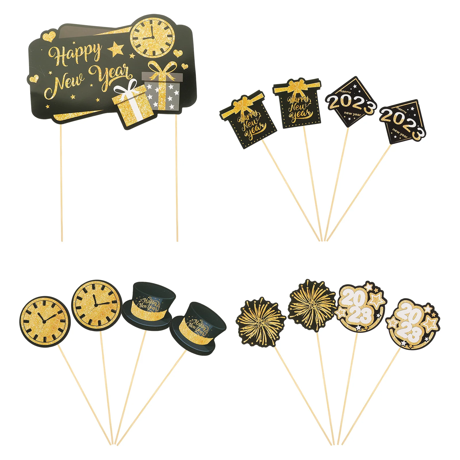 

Cake Picks New Year Cupcake Dessert Party Topper Toppers Decorations Decoration Decor Decorative Eve Supplies Happyinserted