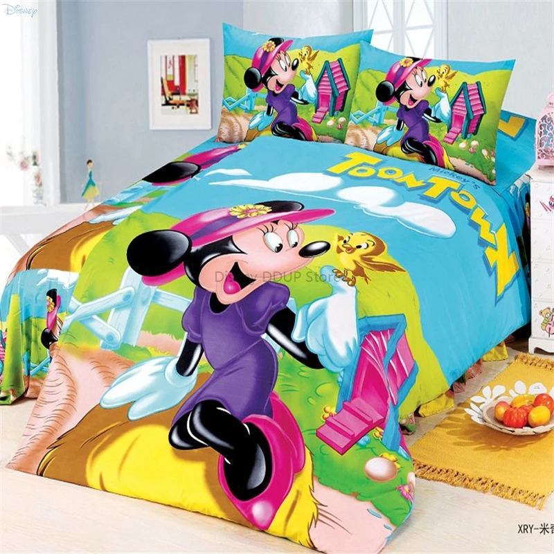 

Minnie Mouse Bed Cover Bed Sheet Pillowcase Disney Ariel Snow White Cinderella Aurora Belle Princess The Avengers 3d Bedding Set