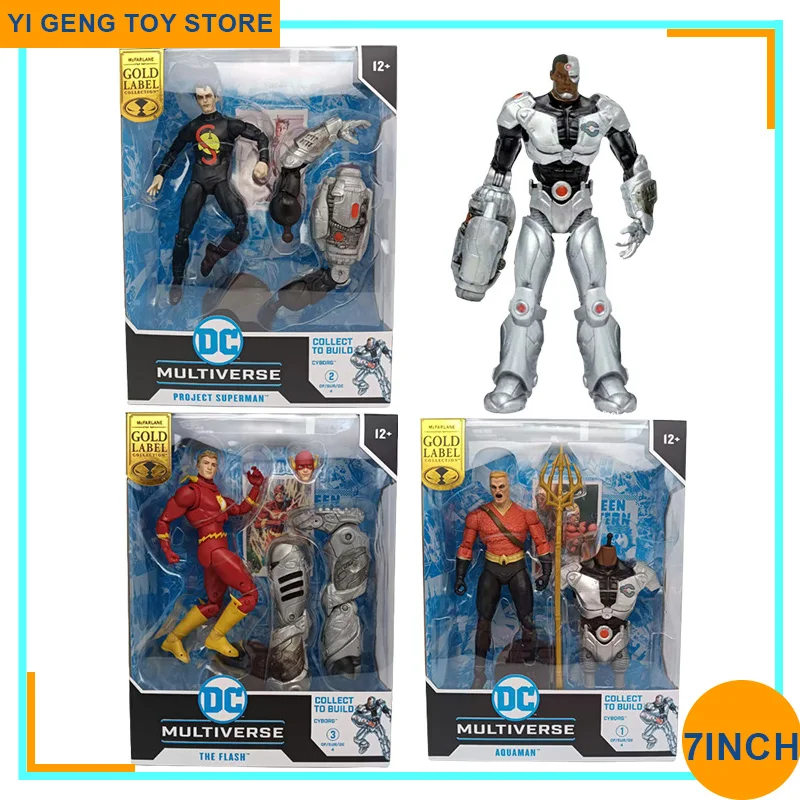 

7 Inch Original Mcfarlane Toys Dc Multiverse Aquaman Project Superman The Flash Cyborg Action Figure Gold Label Collection Toy