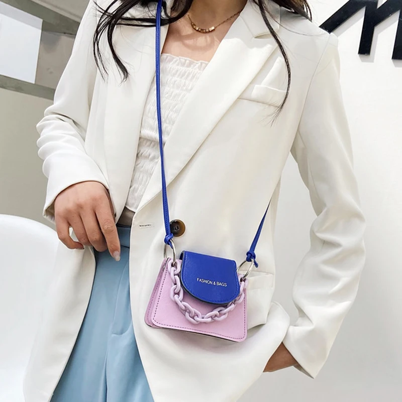 

Youth Ladies Small Bag for Women Mini Crossbody Bags Female Acrylic Chain Contrast Color Shoulder Bags Luxury Designer Handbags