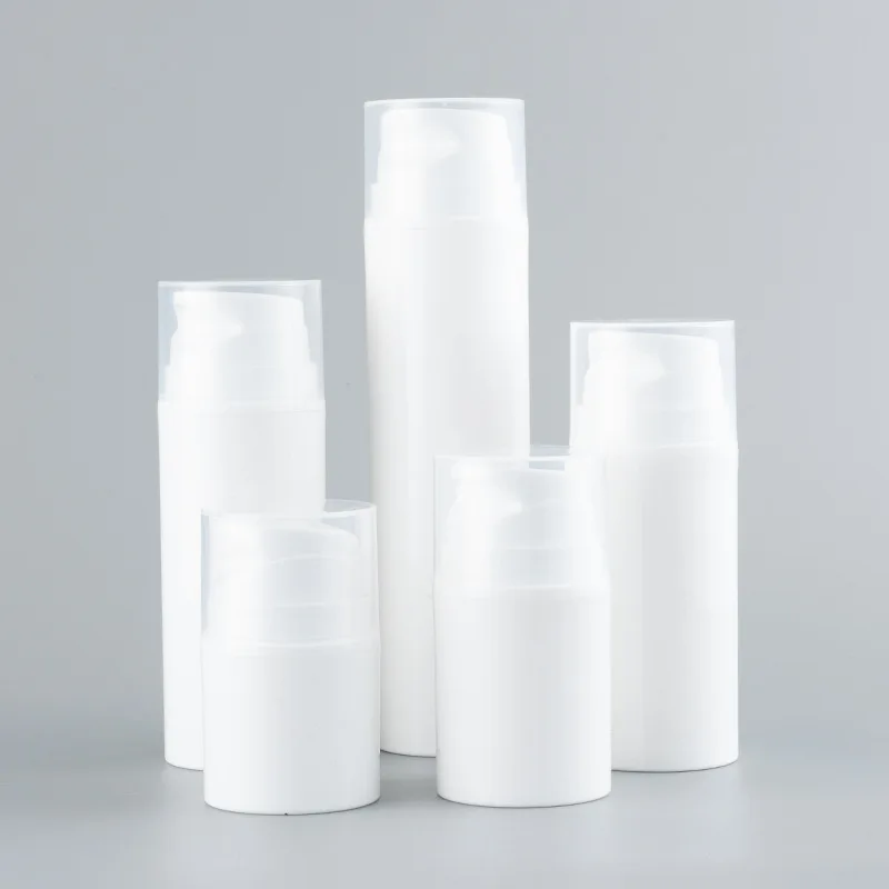 

100pcs 30ml 50ml 80ml 100ml 120ml 150ml white PP airless bottle vacuum pump bottle used for Cosmetic Container F2525