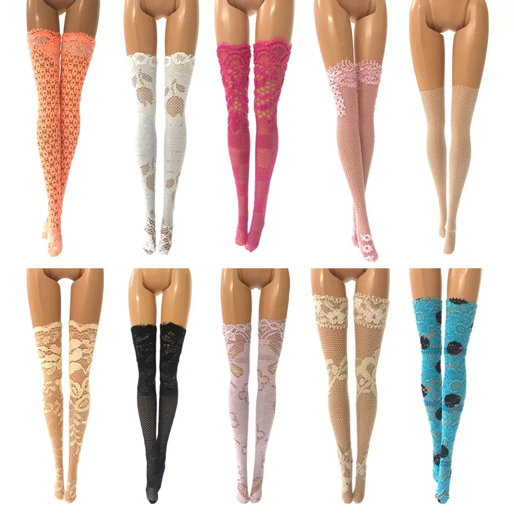 

10 Pair/Set Mixed Style Doll Colourful Lace Stocking Handmade Fashion Doll Accessories For Barbie Doll Baby Girl Gift DZ