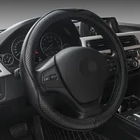 High Quality Leather Steering Wheel Cover Embossed Design Beautiful Good Touch Durable Car Steering Wheel Cover Interior Supplie