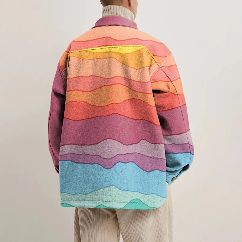 Мужская повседневная куртка Kalenmos свободная модная однобортная контрастных