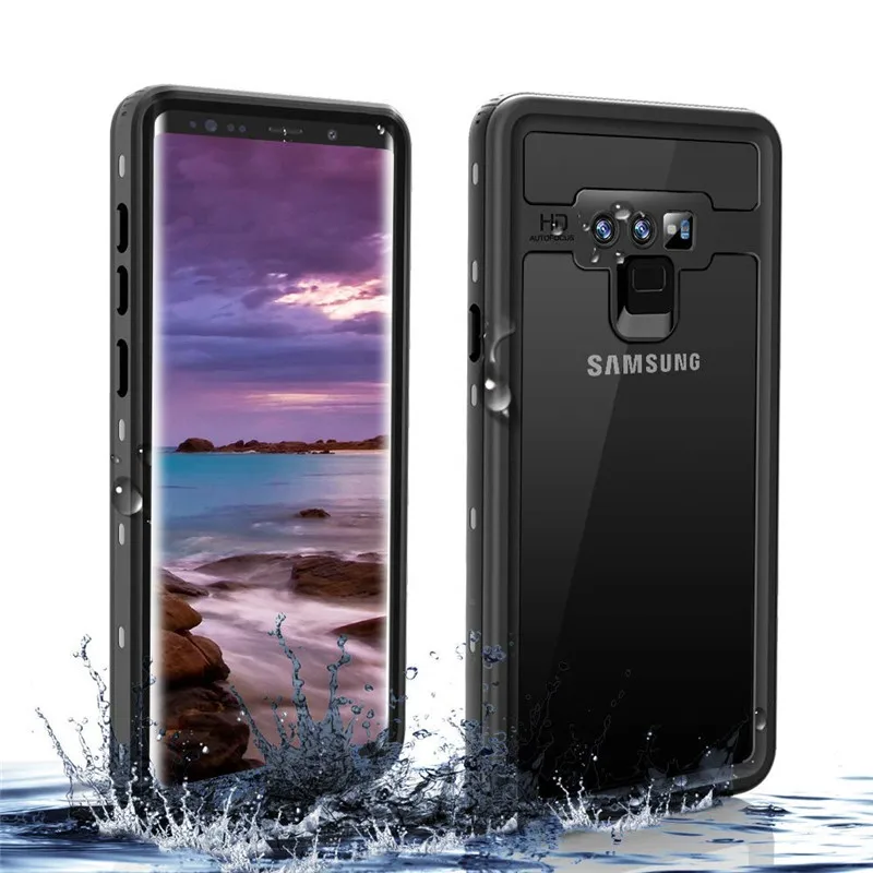 

Waterproof Phone Cases for Samsung Galaxy S9 S9 Plus Note 8 9 360 Full-Body Rugged Clear Back Case Cover with Screen Protector