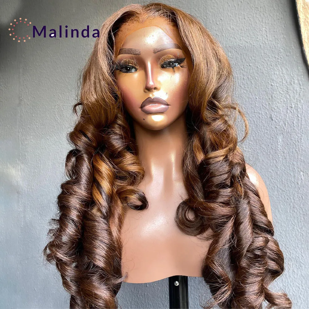

Brazilian Blonde Body Wave Glueless Wigs 250% Density 13x4 Ombre 4/27 Colored Transparent Lace Frontal Human Hair Wigs For Women