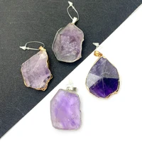 natural stone crystal pendant necklace irregular shape purple jewelry plating diy handmade necklace accessories designer charms