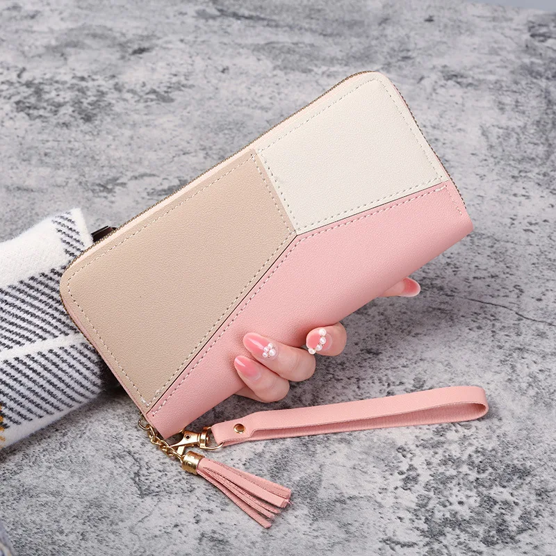 Fashion Zipper Wallets Women's Long Purses Handbags Coin Purse Cards Holder PU Leather Billfold Wallet Tassel Design Clutch