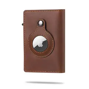 2021 Genuine Leather Airtag Wallet High-quality Airtags Card Holder Anti-lost Protective Cover RFID  in Pakistan