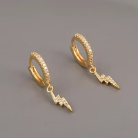 2022 new fashion jewelry copper inlaid zircon lightning earrings small fresh ladies cute earrings valentines day gift