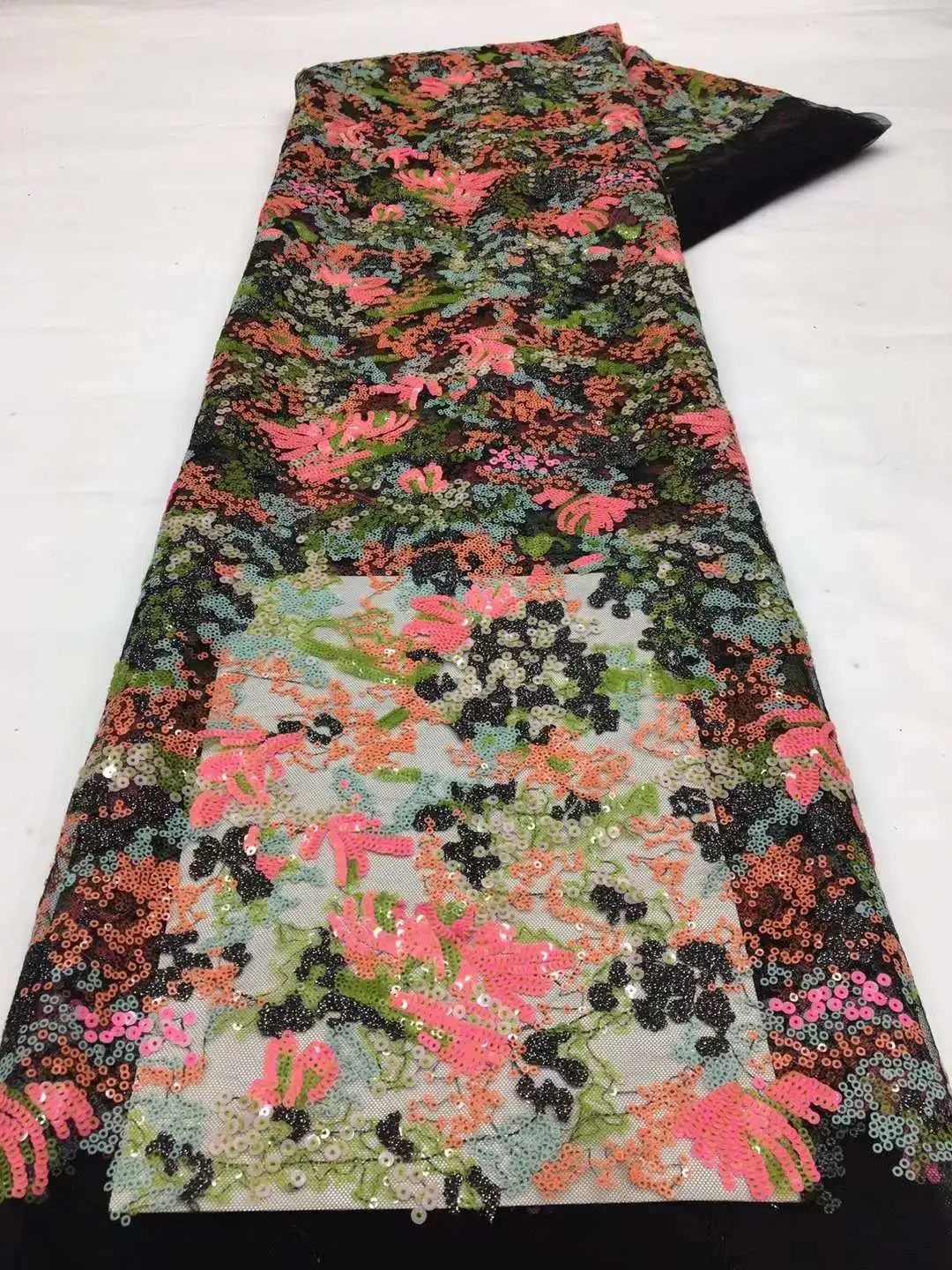 

African Lace Fabric 2022 High Quality Sequins French Net Lace Embroidery Tulle Mesh Fabrics For Wedding