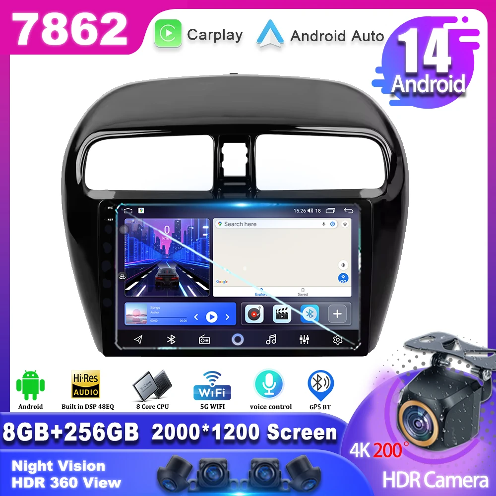 Android 14 для MITSUBISHI Mirage Spacestar Attrage 2012-2018 автомобильный радиоприемник мультимедийный