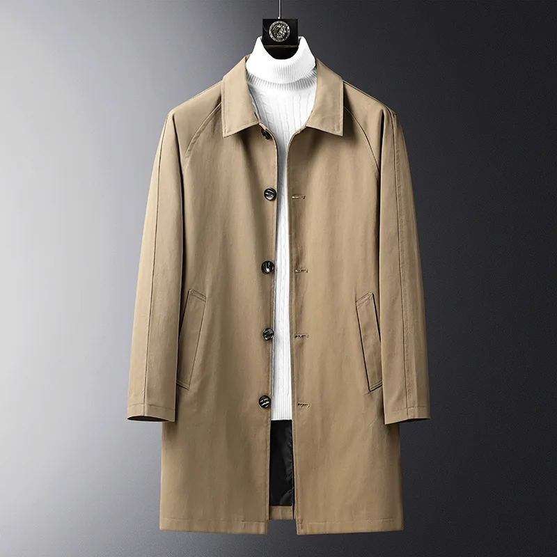 

Medium Length Pure Cotton Warm Windbreaker Jacket Japanese High-end Lapel Coat High Quality Men's Windbreaker 2022