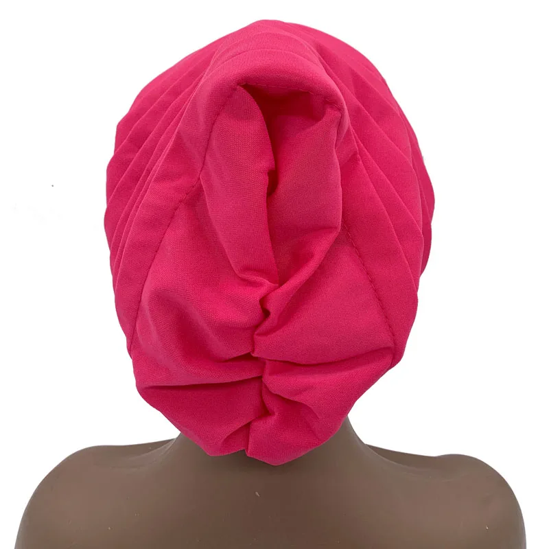 Glitter Rhinestone Flower Full Body Pleated Turban Cap Muslim Women's Head Wrap Bonnet Female Party Headpiece Turbante Hat