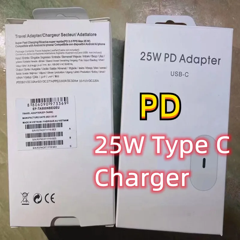 10Pcs Fast Charger 25W Quick Charger USB C Adapter For Samsung S20 Ultra Note 10 20 Galaxy S21 Plus S20 A80 M52 M32 A22