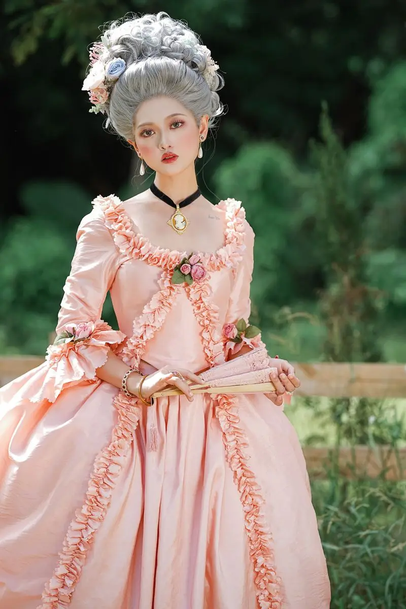 

18th Century French Rococo Medieval Marie Antoinette Pink Dress Rococo Colonial Dress Vintage Ball Gown Renaissance Costume
