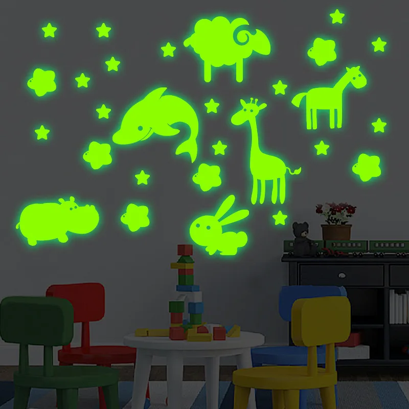 

2022 New 3D Background Wall Luminous Stickers Animal Cartoon Puppy Children's Room Star Glowing Wall Festive Party Decoration