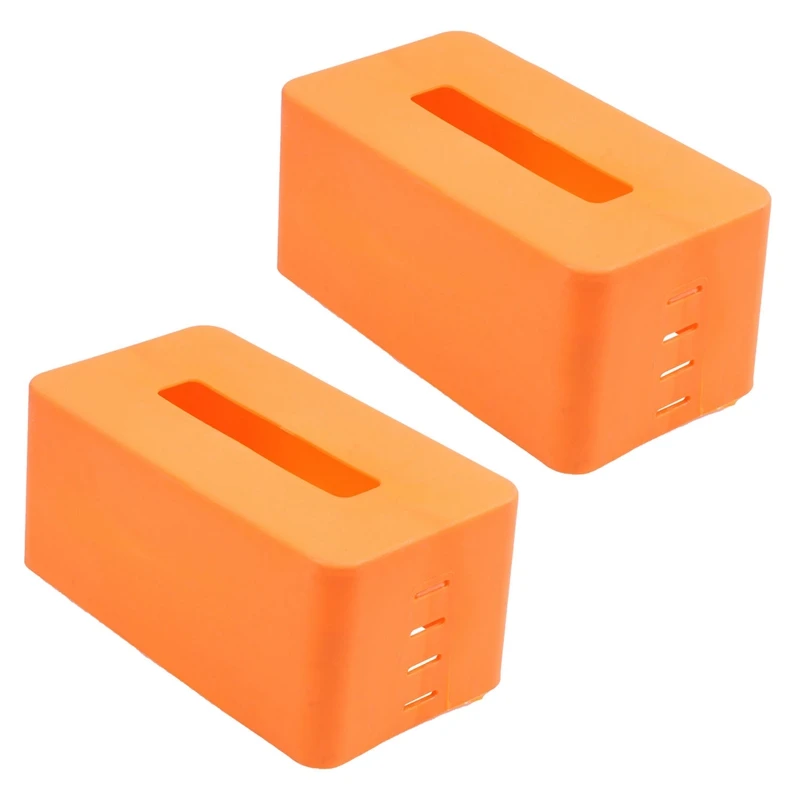 

2X Rectangular Plastic Tissue Napkin Box Toilet Paper Dispenser Case Holder (Orange) 21.5X9.3X12cm