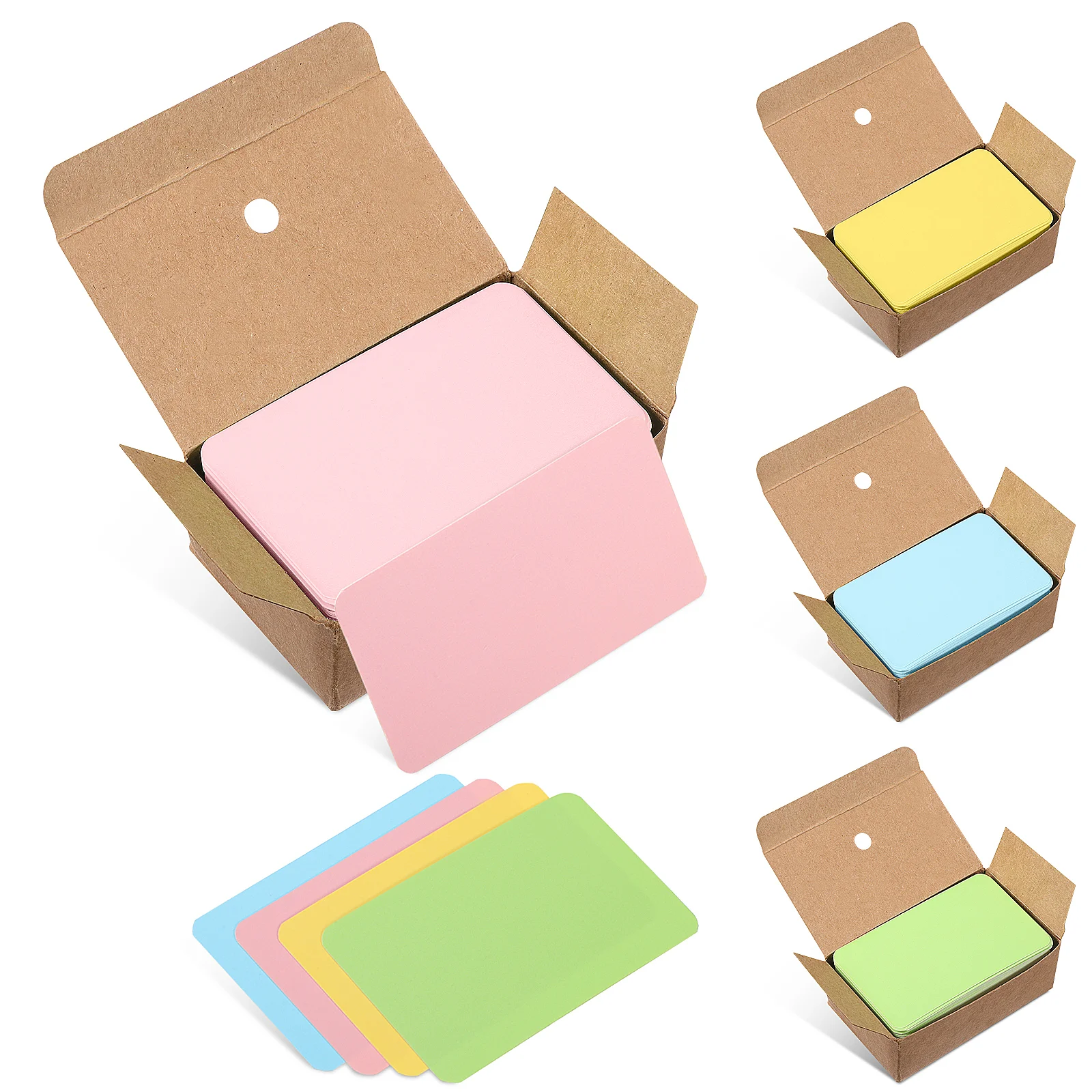 

4 коробки, белые индексные карты, пустые флэш-цветные индексы, многоцветный подарок «сделай сам», крафт-бумага, обучение, Белый Бизнес