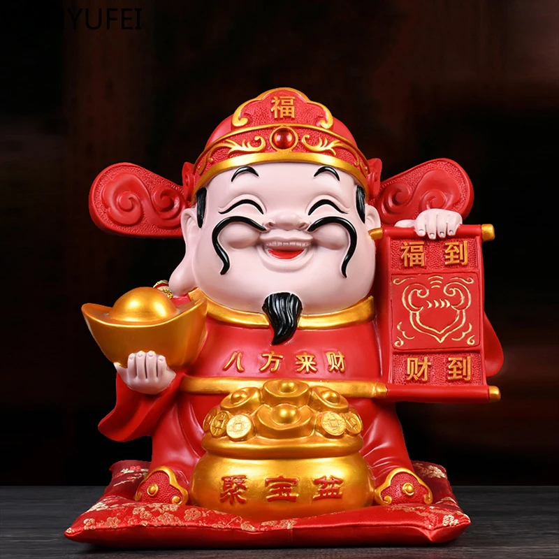 New Resin God of wealth Decoration Lucky Gift Living Room Study Office Desktop Decoration Decorations Open Christmas Gift
