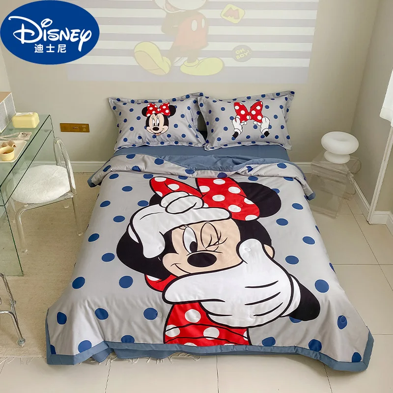 

Disney Mickey Mouse Summer Quilt Naked Sleep Pure Cotton Cool Fitted Sheet Pillowcase Cartoon Baby Children's Bedding Set