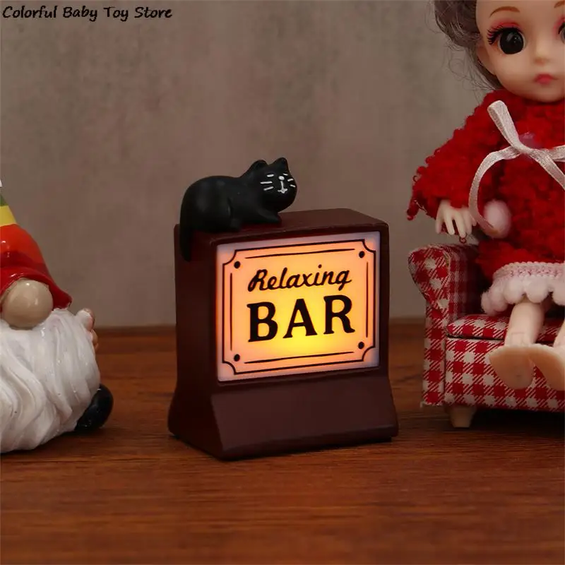 

1PC Doll House Mini Decoration Bar Light Plate Model Nightlight Scene Shooting Props