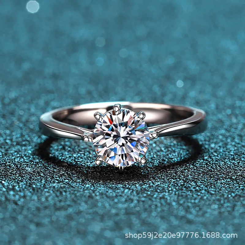 Summer New 925 Sterling Silver Ring Women's 1 Carat Moissant Diamond Ring Octopus Wedding Diamond Soul Style