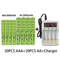100 original 1 5v aa3800mah aaa3000mah rechargeable battery ni mh 1 5v battery for clocks mice computers toys etc charger