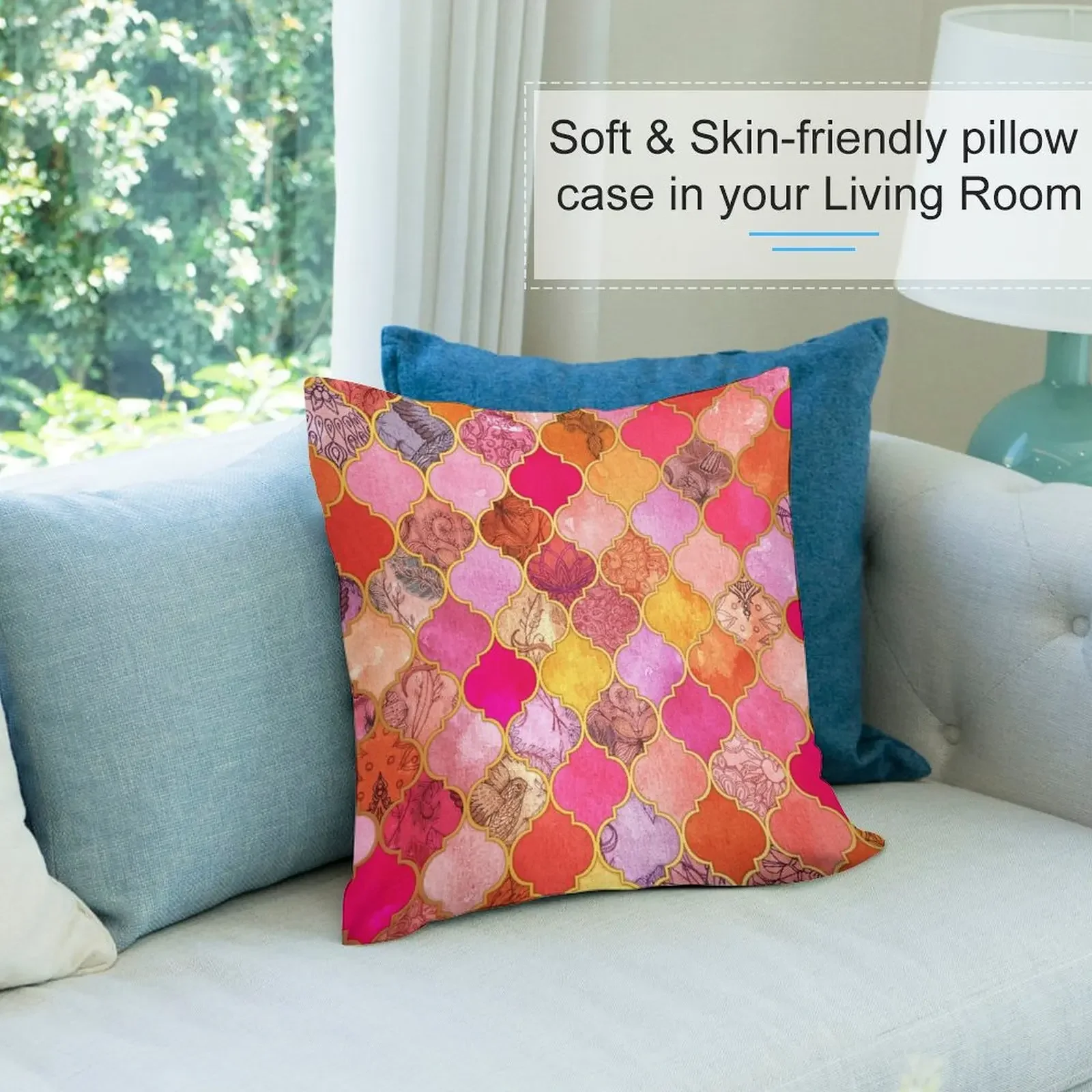 Ярко-розовый золотой мандариновый и темно-серый декоративный узор из