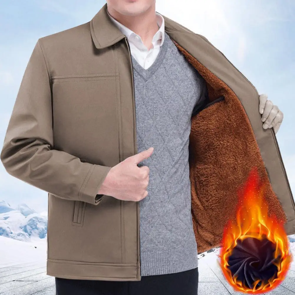 

Куртка мужская с отложным воротником, утепленная флисовая Повседневная теплая, средней длины, на молнии, на осень и весну