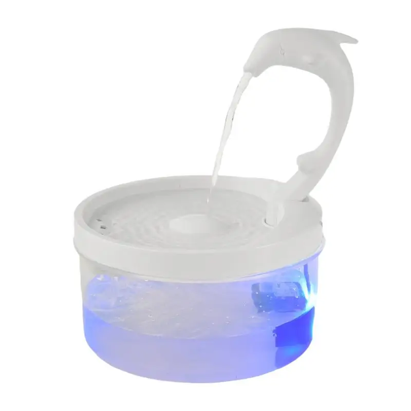 

Pet Fountain Dolphin Mold 2L LED Blue Light USB Powered Automatic Water Dispenser Feeder Drink Filter For Cats Dog Pet Supplier