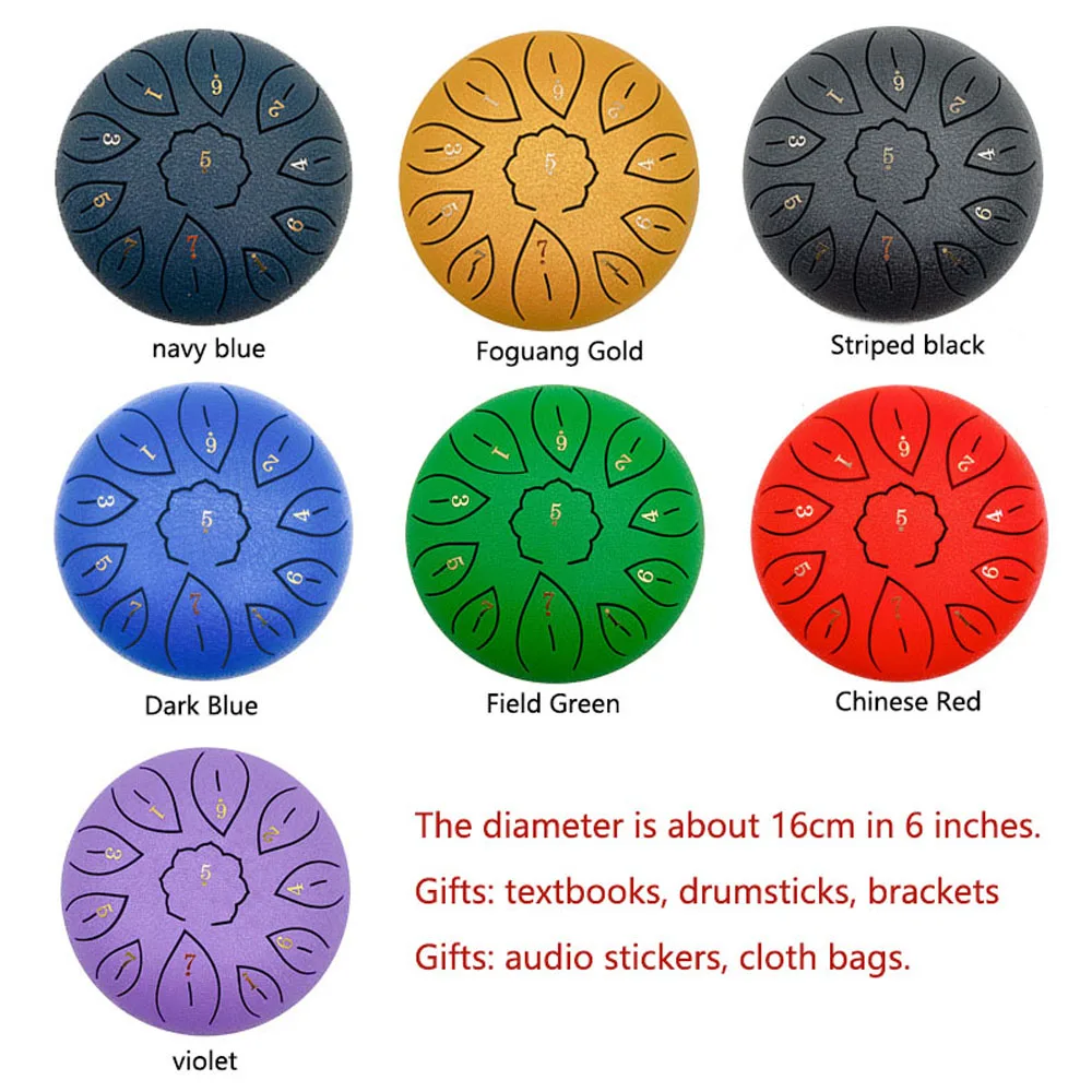 

New 6-inch 11-tone Void Drum C-key Steel Tongue Drum Children's Instrument Drum Set Hand Bag Instrumentos Musicais