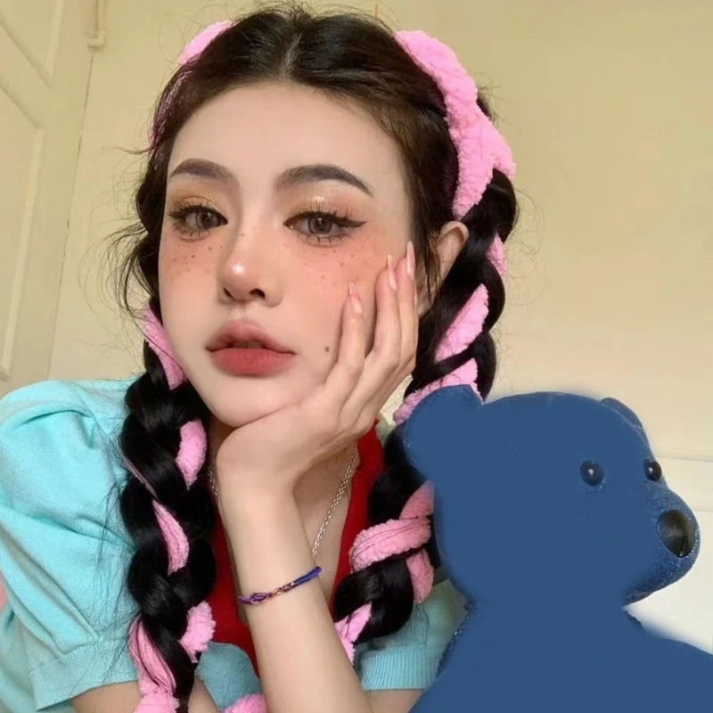 

Elastic Hair Ropes Colorful Plush Scrunchy Braids Ponytail Hair Rope for Girls Drop Shipping