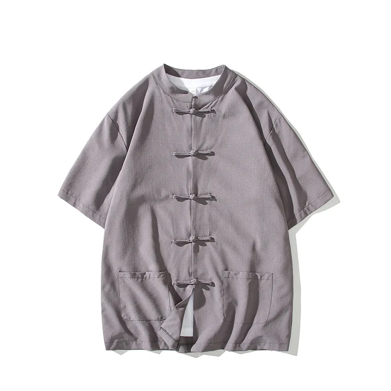Летний однотонный топ традиционная китайская одежда для мужчин Винтажные