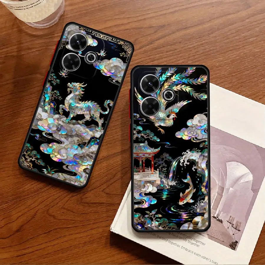 Фото Таинственный чехол-накладка Kirin Funda для Xiaomi Redmi Note 15 10 11 14C 13 14 Pro Plus 13C A4 9S 12 №4