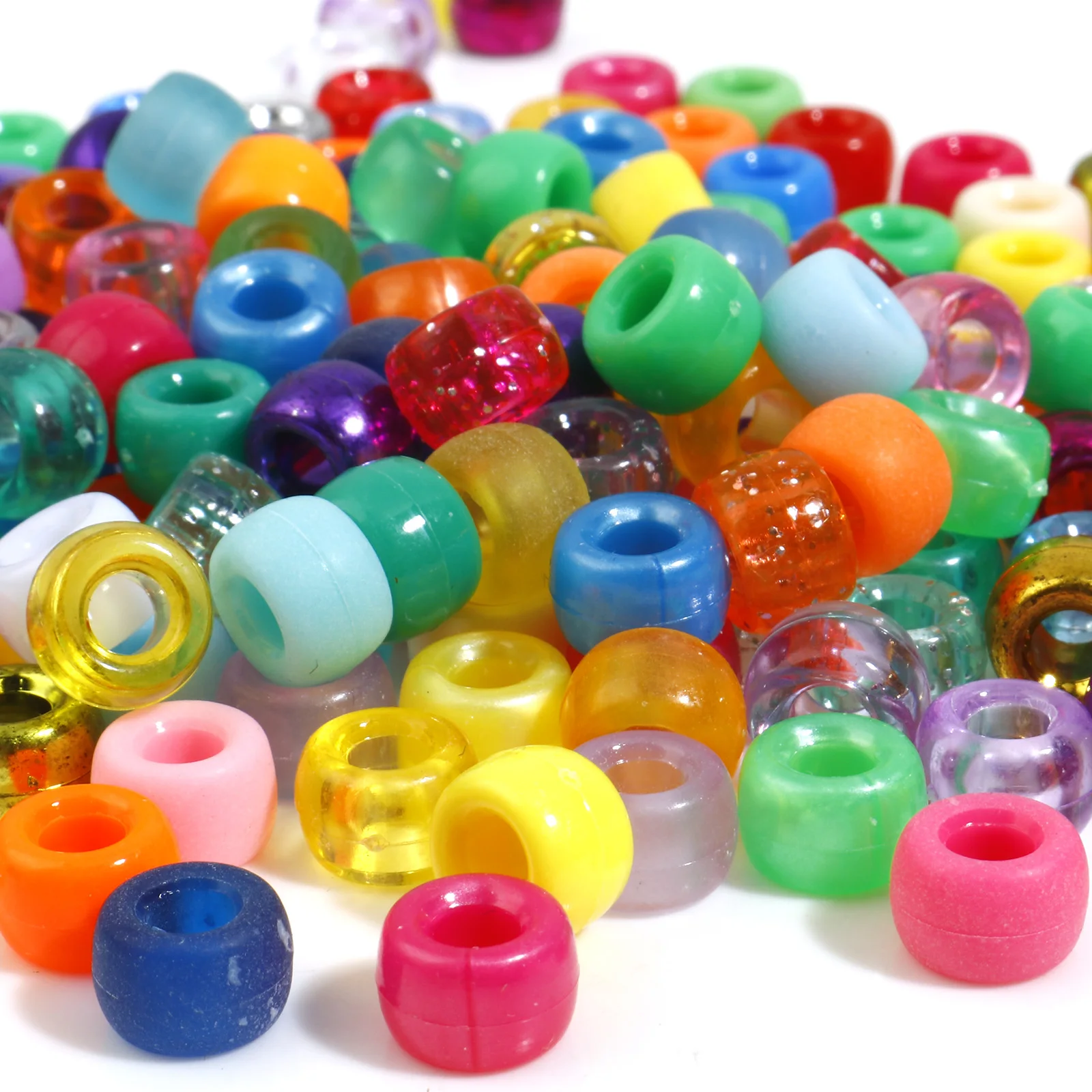 

500 PCs 9mm x 6mm Acrylic Beads Drum At Random Color Dyed Loose Spacer Beads for DIY Jewelry Making, Hole: Approx 3.6mm
