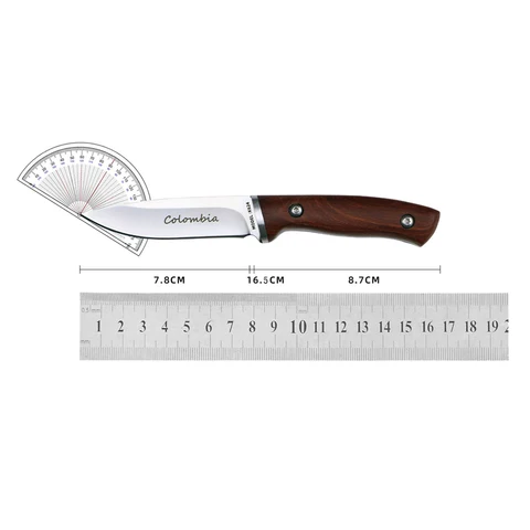 Нож для кемпинга на открытом воздухе, портативный нож для фруктов, из нержавеющей стали, с маленьким прямым лезвием, материал лезвия 4cr15, коричневая деревянная ручка