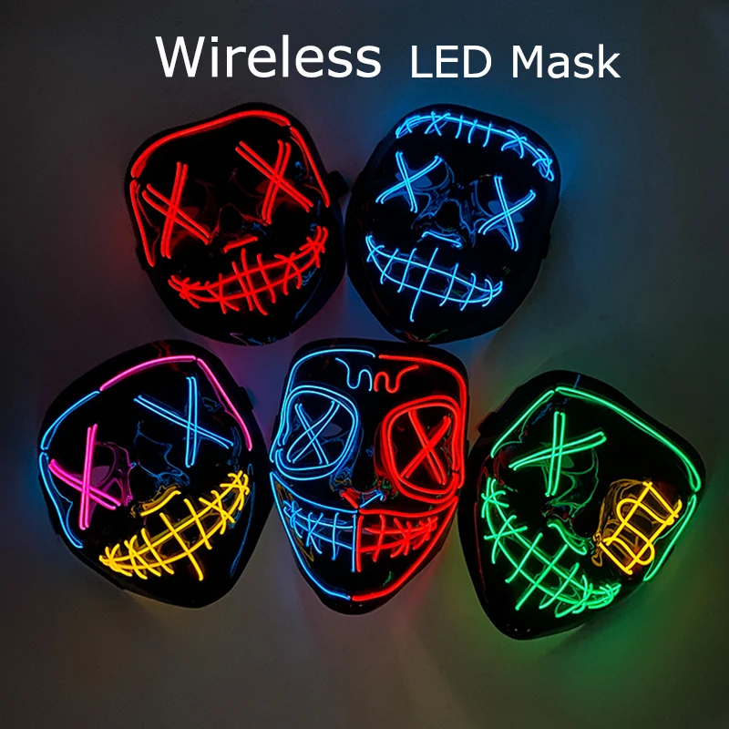 Беспроводная маска для Хэллоуина с подсветкой ужасов косплея маскарада