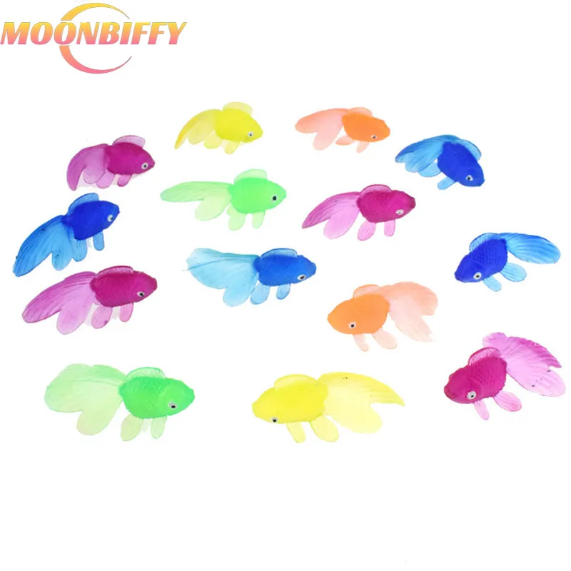 

10 шт./набор, детские мягкие резиновые золотые рыбки